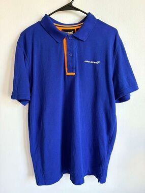 McLaren Men's Blue Polo with Orange Trim